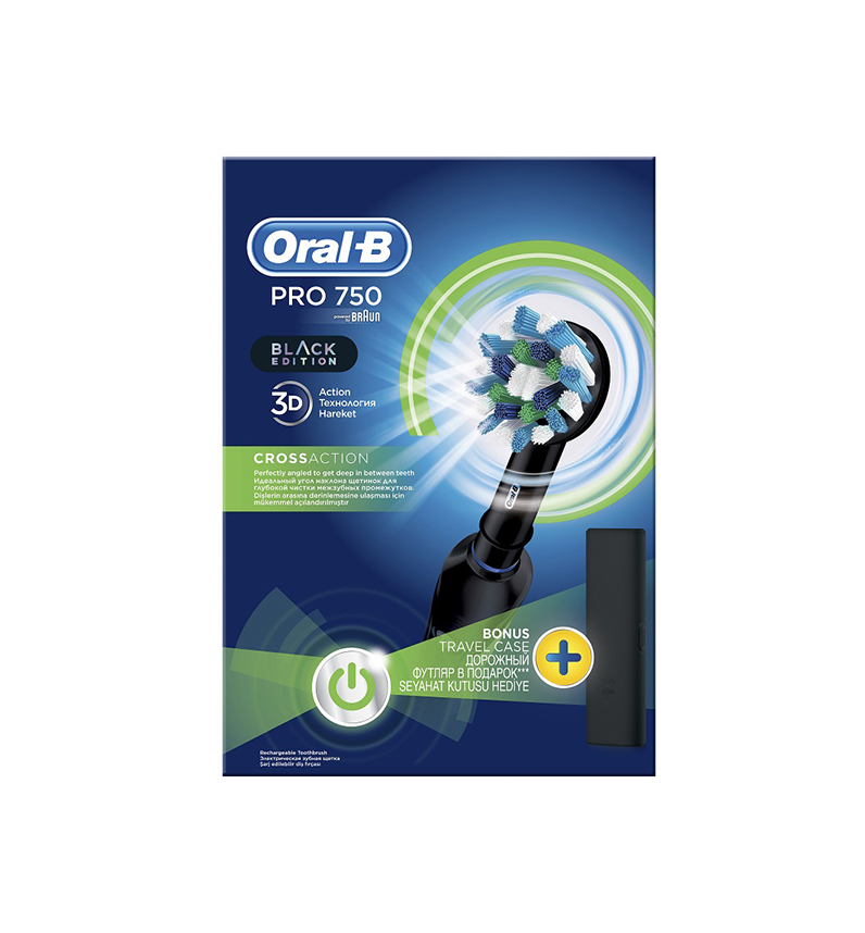 Oral-B Pro 750 Black Edition 3D Cross Action +ΘΗΚΗ