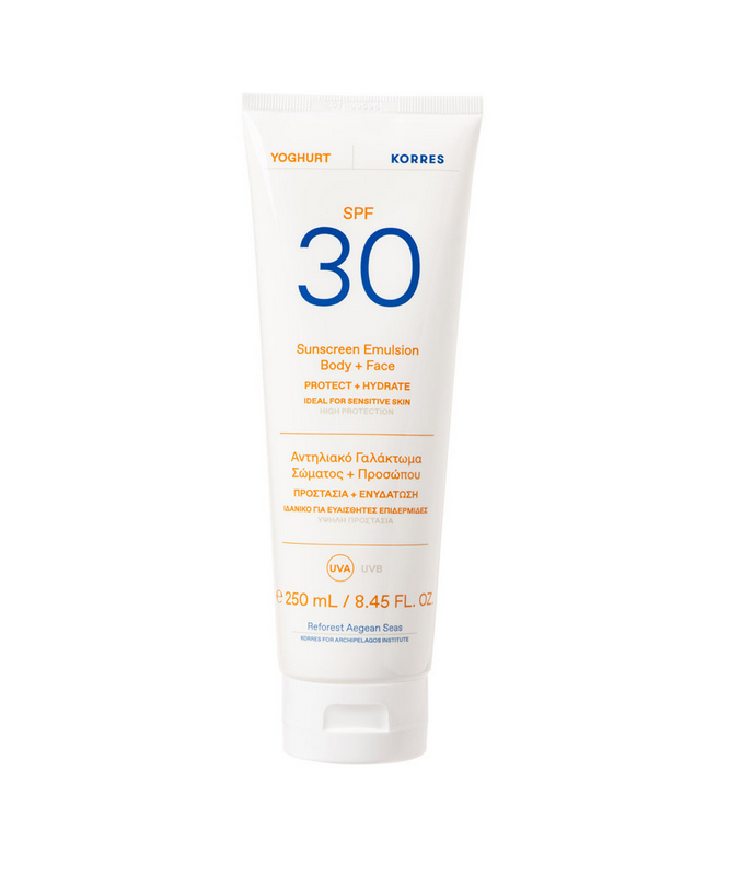 Korres Yoghurt Sunscreen Emulsion Face & Body Spf30 for Sensitive Skin 250ml