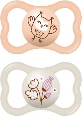 Mam Air Silicone Soother Forest Salmon/Beige 16+ Months 2piec.