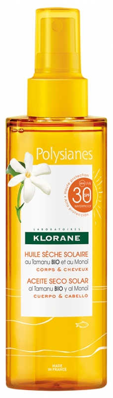 Klorane Polysianes Huile Seche Solaire SPF30 με Tamanu & Monoi για Σώμα και Μαλλιά 200ml
