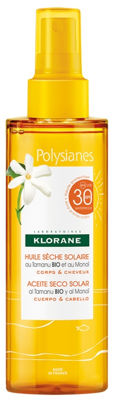 Klorane Polysianes Sun Dry Oil with Organic Tamanu and Monoï SPF30 200ml