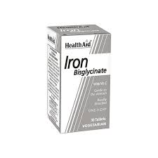 Health Aid Iron Bisglycinate Tablets (Iron with Vitamin C) 30 tablets