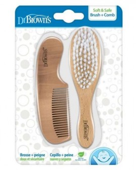Dr. Browns Brush & Comb HC086 Ξύλινη Βούρτσα & Χτένα Μαλλιών 1τεμ
