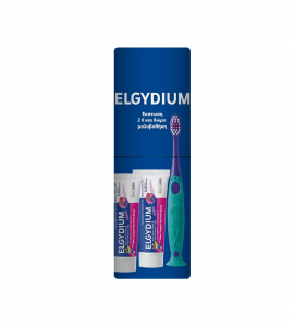 Elgydium Set Με 2 Παιδικές Οδοντόπαστες Kids 1.000ppm Κόκκινα Φρούτα 50ml & Οδοντόβουρτσα για παιδιά 2-6 ετών 1τμχ