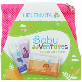 Helenvita Baby Adventures Kit με Baby All Over Cleanser 100ml & Baby Nappy Rash Cream 20ml & Baby Wipes 20τεμ Φούξια