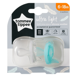 Tommee Tippee Ultra Light Πιπίλα Σιλικόνης 6-18 Μηνών Πράσινο-Διάφανο