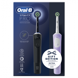 Oral-B Vitality Pro Gift Edition Black & Pink Duo Pack Ηλεκτρικές Οδοντόβουρτσες Μαύρo & Μωβ 2τεμ