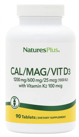 NaturesPlus Cal/Mag/Vit D3 With Vitamin K2 90 Tablets