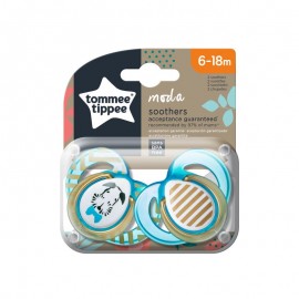 Tommee Tippee Moda Πιπίλα Σιλικόνης 6-18 Μηνών Μπλε Prod.Ref.433490 2 τεμάζια