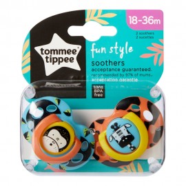 Tommee Tippee Fun Style Πιπίλα Σιλικόνης 18-36 Μηνών Γαλάζιο-Πορτοκαλί 2τεμ. Prod.Ref.43340575
