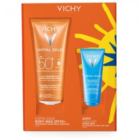 Vichy Capital Soleil Promo Fresh Protective Milk Face & Body SPF50+ 300ml & Free After Sun Capital Soleil 100ml