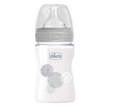 Chicco Well Being Γυάλινο Μπιμπερό ΘΣ Αργή Ροή 0m+ Γκρι 150ml 28711-30