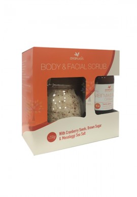 Anaplasis Body & Facial Scrub 70ml Oil Base & 250gr Mesologgi Sea Salt with Cranberry Seeds, Brown Sugar