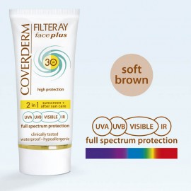 Coverderm Filteray Face Plus 2 in 1 Tinted Soft Brown Dry/Sensitive Skin SPF30 50ml