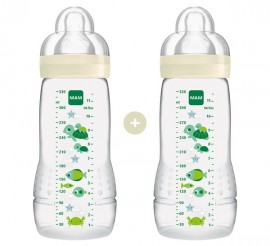 Mam Easy Active Baby Bottle Πλαστικό Μπιμπερό, Θηλή Σιλικόνης 4m+ Λευκό 2x330ml