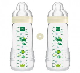 Mam Easy Active Baby Bottle Pastic, Silicone Teat 4m+ White 2x330ml