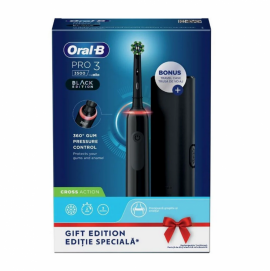 Oral-B Pro 3 3500 Cross Action Black Edition Electric Toothbrush + travel case 1pc
