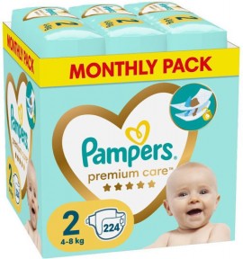 Pampers Premium Care Monthly Pack No. 2 για 4-8kg Βρεφικές Πάνες 224τμχ