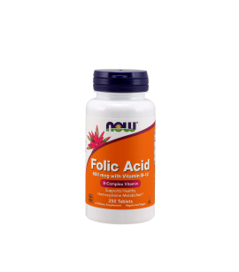 Now Folic Acid 800mcg + B12 25mcg 250tablets