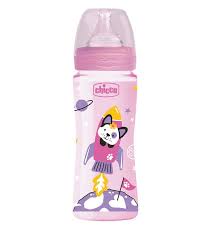 Chicco Well Being Plastic feeding bottle Silicone teat 4m+ PINK 330ml