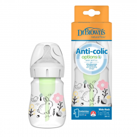 Dr. Browns Natural Flow Options+ Anti-Colic (51009) Μπιμπερό Πλαστικό με Φαρδύ Λαιμό Λαγουδάκι 150ml