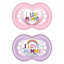 Mam I love Mummy & Daddy Orthodontic Silicone Soother Girl 6-16m+ 2pcs