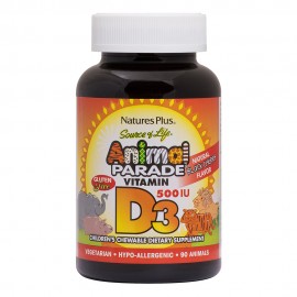 NaturesPlus Animal Parade Vitamin D3 90 μασώμενες ταμπλέτες