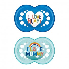 Mam I love Mummy & Daddy Orthodontic Silicone Soother Boy 6-16m+ 2pcs