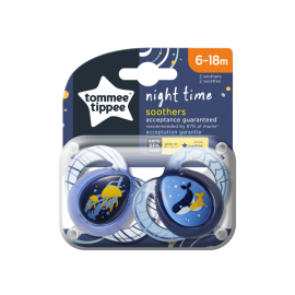 Tommee Tippee Night Time Silicon Soother 6-18 Months 2piec. Blue