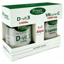 Power of Nature Promo Platinum Vitamin D-Vit3 2000iu 60tabs & Vitamin C 1000mg 20caps