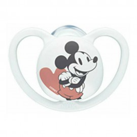 Nuk Space Πιπίλα Σιλικόνης Mickey & Minnie με Θήκη Λευκό 18-36m (10.739.747)