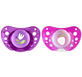 Chicco Physio Air 2 Silicone Orthodontic Physio Soothers 16-36 Months Pink-Purple