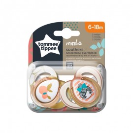 Tommee Tippee Moda Πιπίλα Σιλικόνης 6-18 Μηνών Ροδακινί Prod.Ref.433489 2 τεμάχια