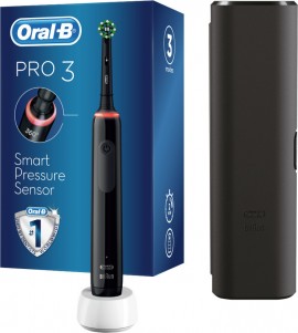 Oral-B Pro 3 3500 Ηλεκτρική Οδοντόβουρτσα Μαύρη 1τμχ & Θήκη Ταξιδιού