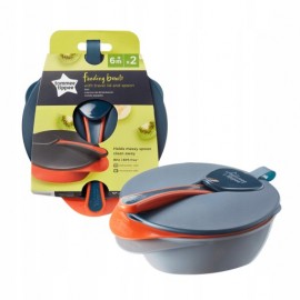 Tommee Tippee Feeding Bowl On the Go 6m+ 2 μπολ+καπάκι+κουτάλι