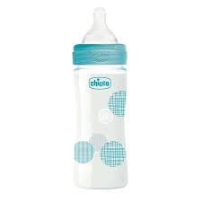 Chicco Well Being Γυάλινο Μπιμπερό Σιελ 240ml ΘΣ Αργή Ροή 0m+ 240ml