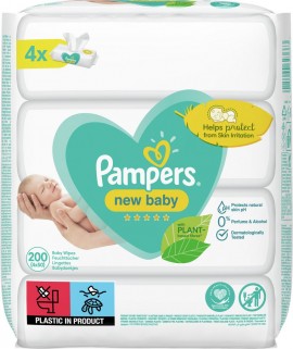 Pampers New Baby Sensitive (2+2 ΔΩΡΟ) Μωρομάντηλα 4 x 50 τεμάχια