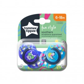 Tommee Tippee Fun Style Πιπίλα Σιλικόνης 6-18 Μηνών Μπλε 2τεμ.Prod.Ref.43335802