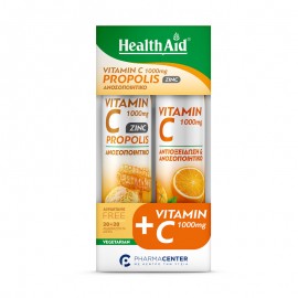 Health Aid Promo Vitamin C 1000mg Propolis 20 eff.tabs & Vitamin C 1000mg 20 eff.tabs