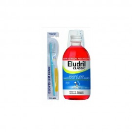 Elgydium Eludril Classic Promo Pack Στοματικό Διάλυμα κατά της Πλάκας 500ml & Clinic Οδοντόβουρτσα 15/100 Μπλε 1τμχ