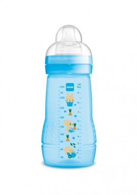 Mam Easy Active Baby Bottle Pastic, Silicone Teat 2m+ Blue 270ml