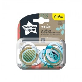 Tommee Tippee Moda Silicon Soother 0-6 Months Blue 2piec.