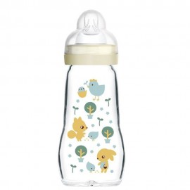 Mam Feel Good Bottle Γυάλινο Μπιμπερό, με Θηλή Σιλικόνης 2m+ 260ml Unisex Μπεζ