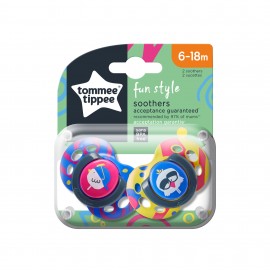 Tommee Tippee Fun Style Πιπίλα Σιλικόνης 6-18 Μηνών Κίτρινο-Μωβ 2τεμ.Prod.Ref.43335802