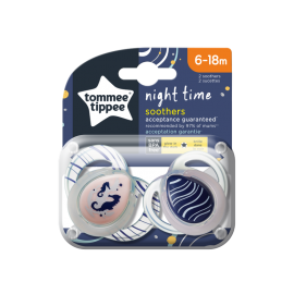 Tommee Tippee Night Time Silicon Soother 6-18 Months 2piec.Pink