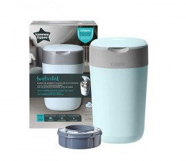 Tommee Tippee Twist and Click Advanced Nappy Disposal Sangenic Bin Ciel-Blue