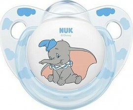 Nuk Disney Classics Dumbo Γαλάζιο-Διάφανο Πιπίλα Σιλικόνης 0-6 μηνών, 1τεμ