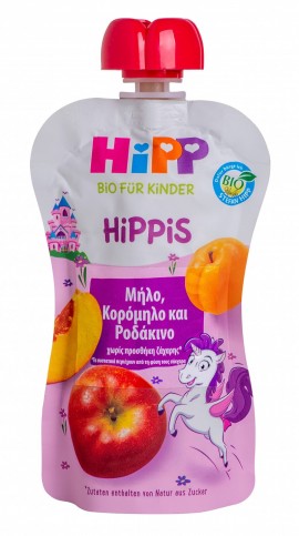 Hipp Hippis Φρουτοπολτός Μονόκερος Μήλο,Κορόμηλο και Ροδάκινο 100gr
