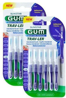 Gum Promo 1+1 Trav-ler Interdental Brush (1512) Μεσοδόντιο Βουρτσάκι 1.2mm Μωβ, 6pcs + 6pcs