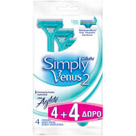 Gillette Simply Venus Ξυραφάκια μιας χρήσεως με 2 λεπίδες (4+4 ΔΩΡΟ) τεμάχια